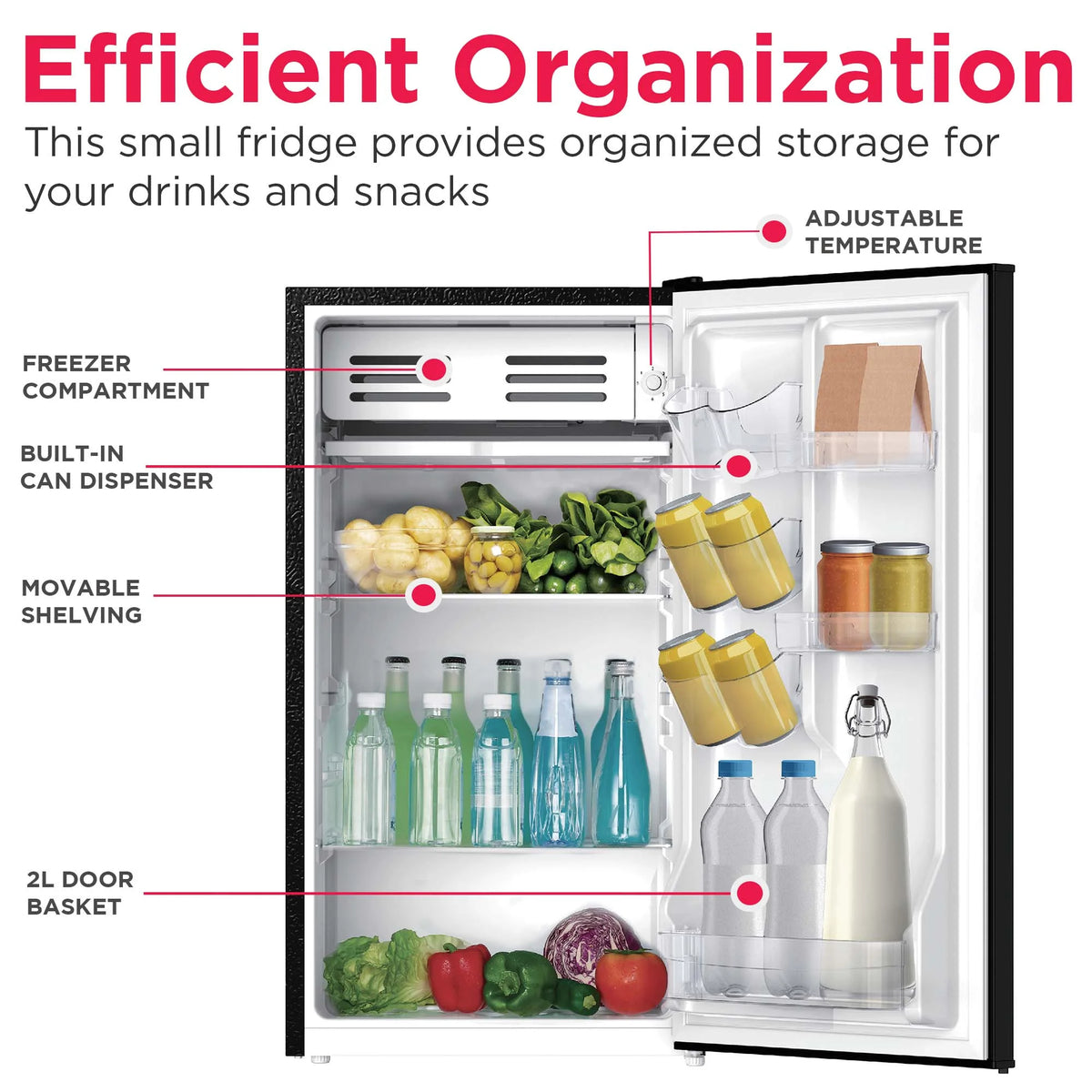 Frigidaire 3.2 Cu Ft Retro Dry Erase Compact Fridge, (EFR331-BLACK), Black