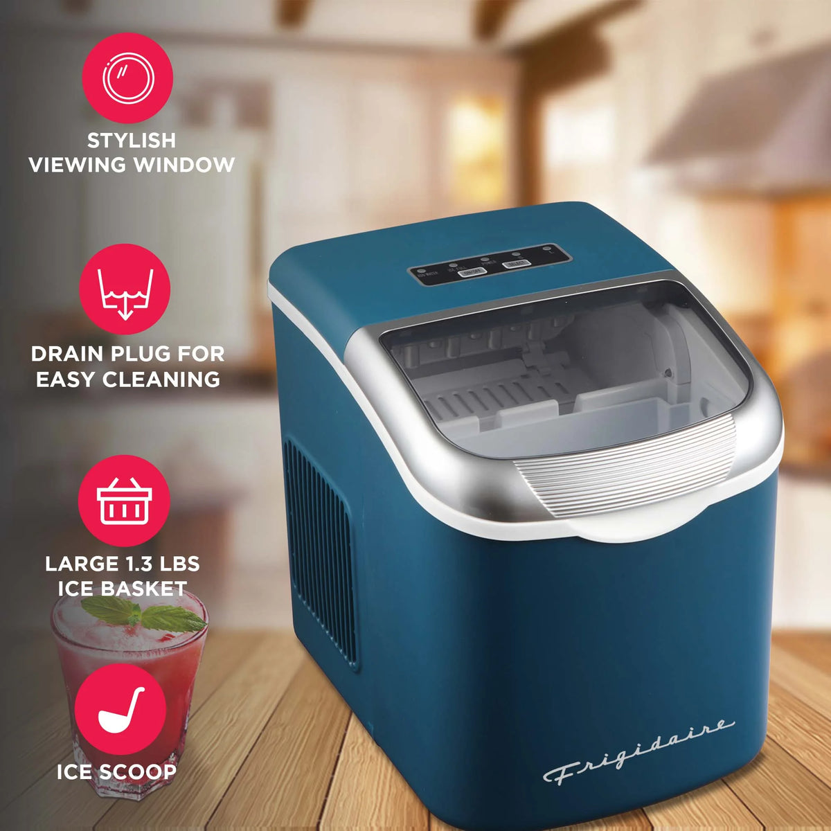 Frigidaire, 26 Lbs. Ice Maker, Bullet Shaped Ice, Rgwhite