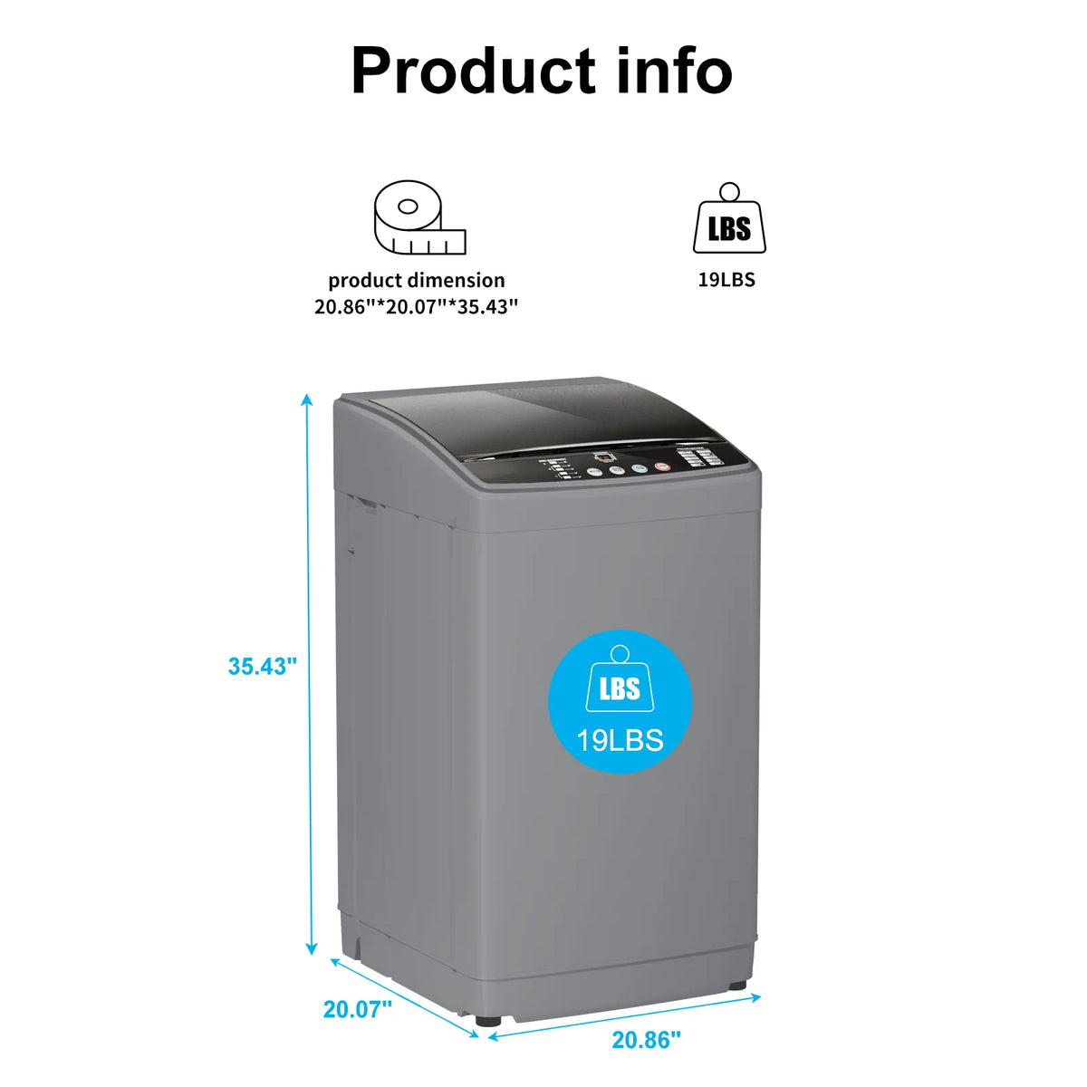 TABU Washer and Dryer Set, 19LBS Fully Automatic Washing Machine & 8.8LBS Clothes Dryer (White&White)