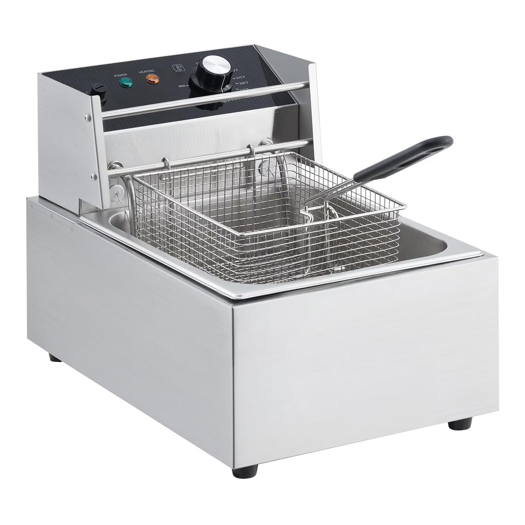 Electric Deep Fryer,Tank Stainless Steel Deep Fryer, Temperature Control, Countertop Fryer for Home Kitchen and Restaurant, 110V