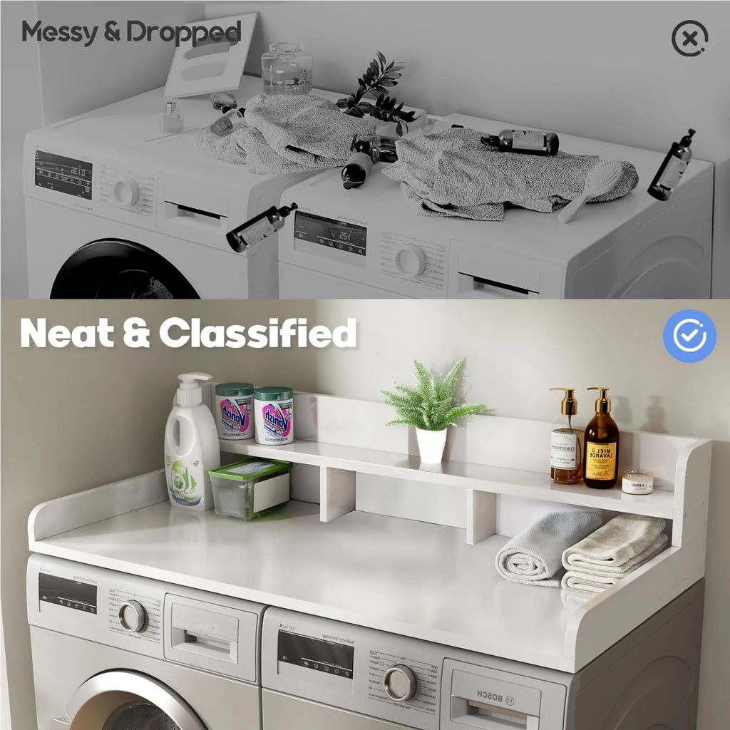 Washer Dryer Countertop with Non-slip Pads,Depth Double Layer Organizer for Washer and Dryer Laundry Hamper Counter Storage,Gray�� Matte