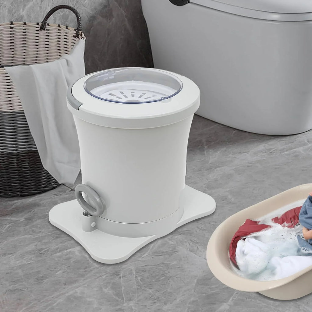 Portable Foot Operated Dryer, Mini Manual Dryer Machine, Portable Single Tub Dryer Machine, Hand-operated Mini Compact Spin Dryer, 2.4Gal Manual Draw Cord Dryer (Dryer(2.4gal White))
