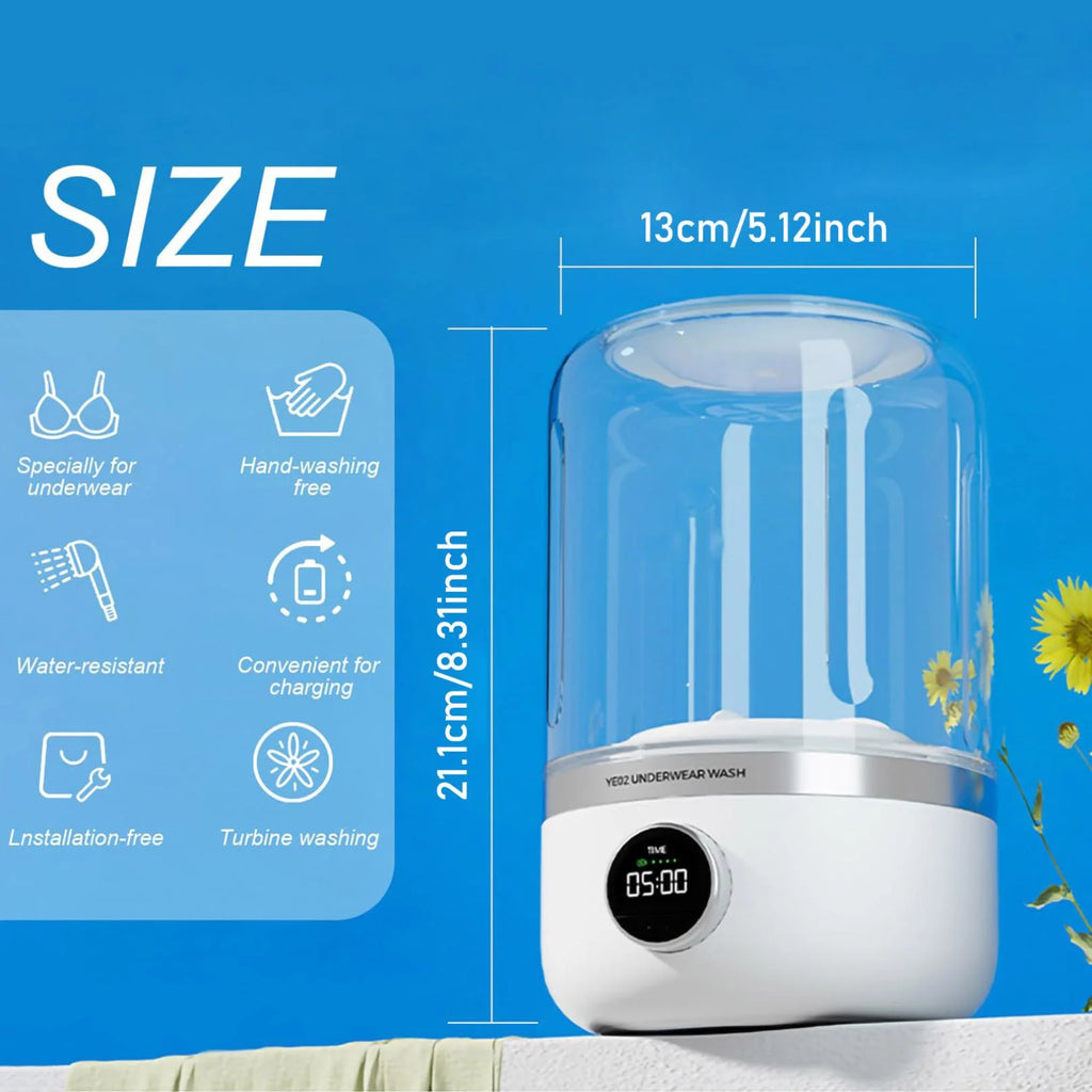 DGQPLPD Portable Washing Machine, Rechargeable Cordless Mini Washing Machine with 4000mAh, Charge 1 Time and Up to Use 20 Times, Washer Machine for Baby Clothing, Underwear