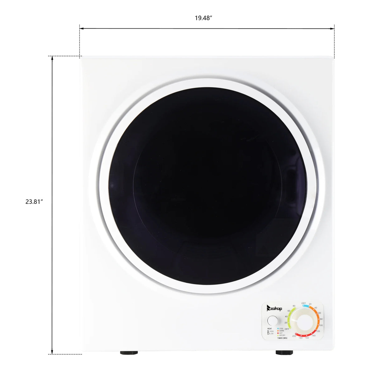 ZOKOP GYM25-78 Compact Portable Clothes Dryer, 1.6 cu ft Stainless Steel Drum, Mechanical Control, ETL Certified - Ideal for Small Apartments and RVs