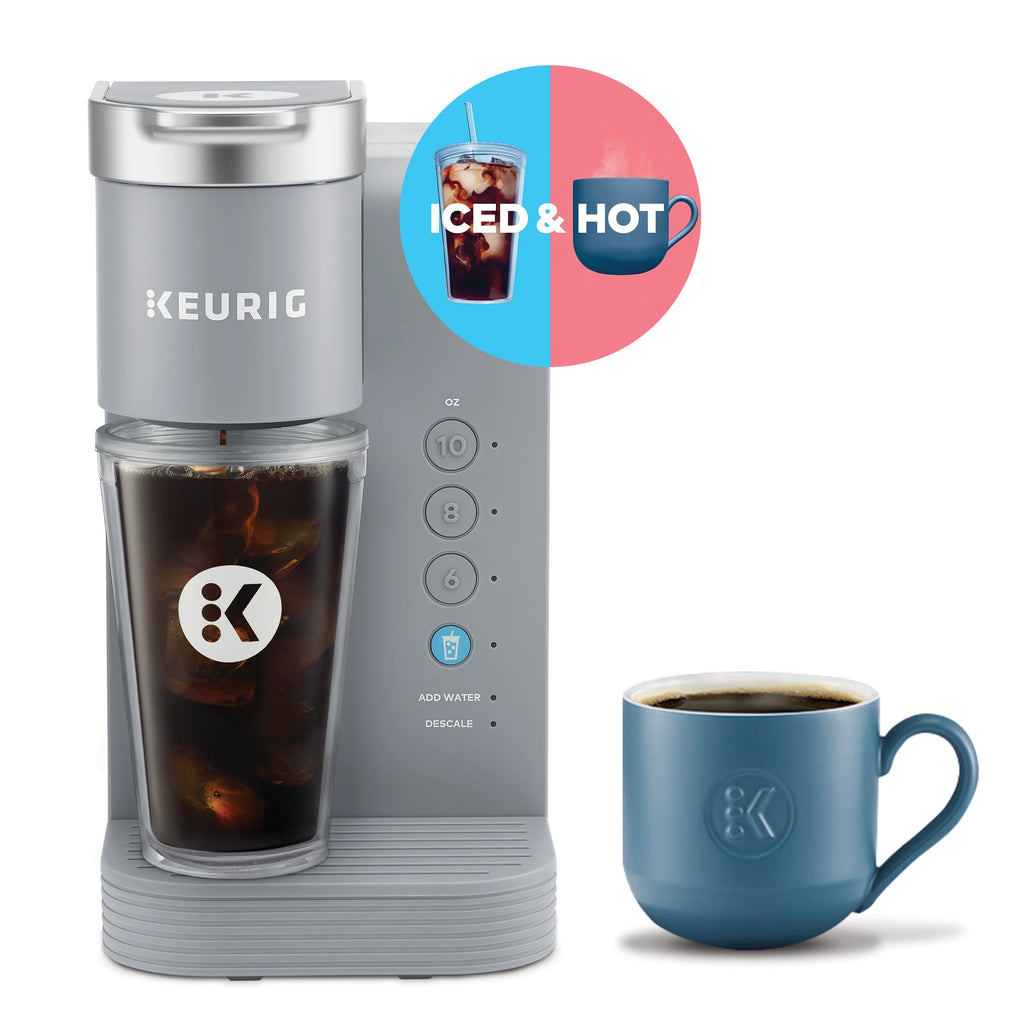 Keurig K-Iced Essentials Gray Iced and Hot Single-Serve K-Cup Pod Coffee Maker with Green Mountain Horizon Blend Coffee Pods, 24 Count