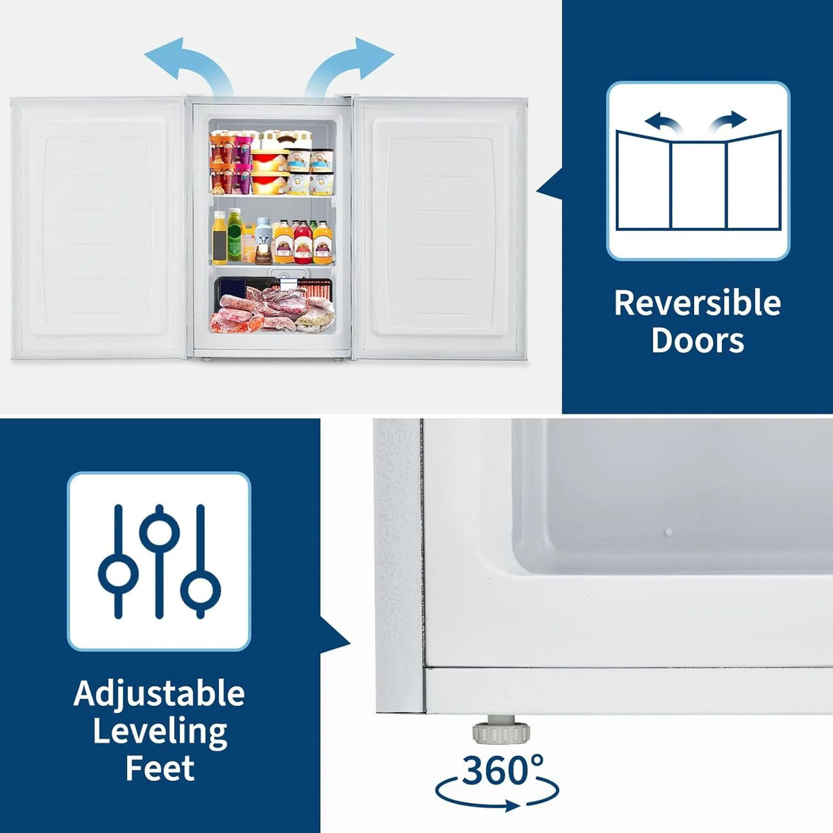 Garvee 3.0 Cu.ft Small Freezer, Mini Deep Freezer with Reversible Single Door & 7 Adjustable Thermostat for Apartment, Home, Office, White