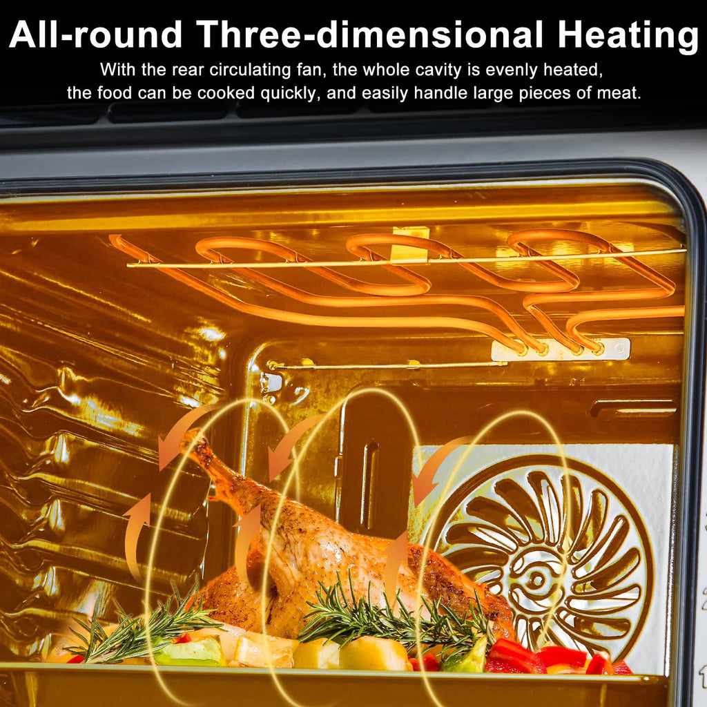 Single Wall Oven 24", Built-in Electric Ovens, 3000W, 240V, 2.5Cu.ft Convection Built-in Oven, Stainless Steel, Mechanical Knobs