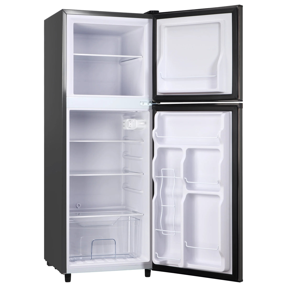 2 Door Mini Fridge with Freezer,4.5 Cu.ft.,7 Adjustable Thermostat & 4 Removable Glass Shelves,for Kitchen Dorm Apt,Grey