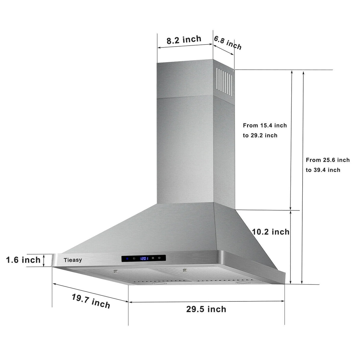 30 inch 760 CFM Wall Mount Range Hood Stainless Steel Stove Cook Vent LED Lights