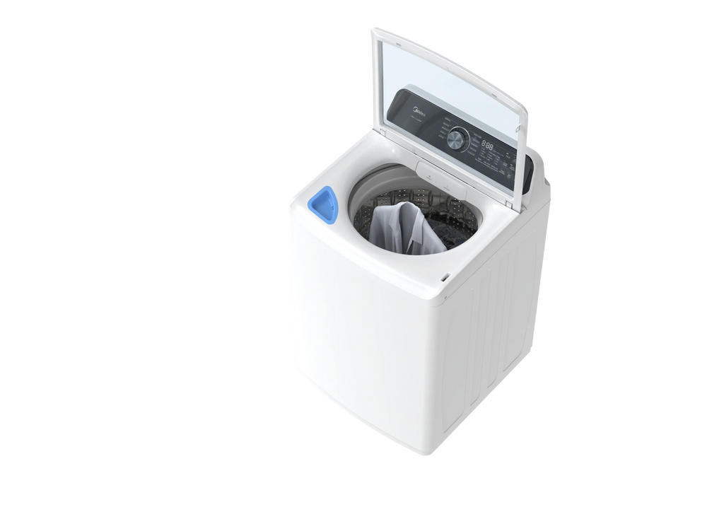 MIDEA 4.5 Cu Ft Smart Top Load Wave-Impeller Washing Machine with Stainless Steel Tub, White