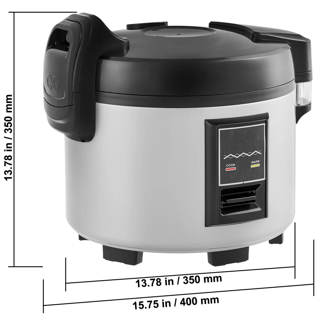 KFFKFF Industrial Rice Steamer, 45-Cup Capacity, 9.51 Qt / 9 Liter Voluminous Rice Maker and Heater with Nonstick Cooking Chamber, Swift Preparation and 12-Hour Heat Retention