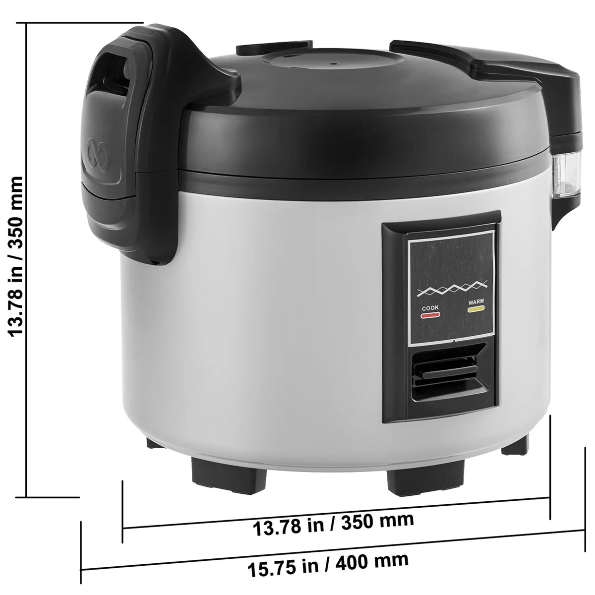 KFFKFF Industrial Rice Steamer, 45-Cup Capacity, 9.51 Qt / 9 Liter Voluminous Rice Maker and Heater with Nonstick Cooking Chamber, Swift Preparation and 12-Hour Heat Retention
