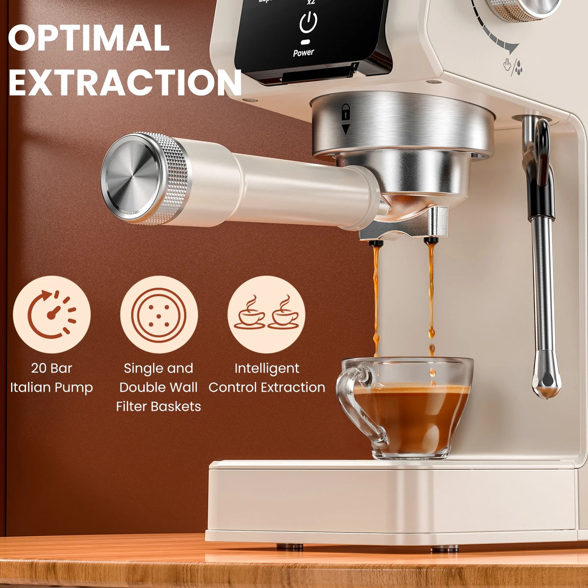 LINKChef Espresso Machine 20 Bar, Professional Espresso Maker with Milk Frother Steam Wand