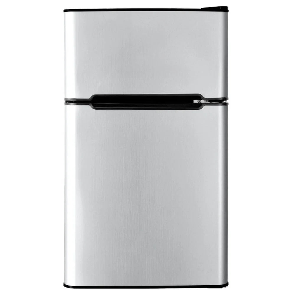 Barara King Fridge Freezer, Refrigerator,3.2 cu ft. Compact Stainless Steel Refrigerator-Gray