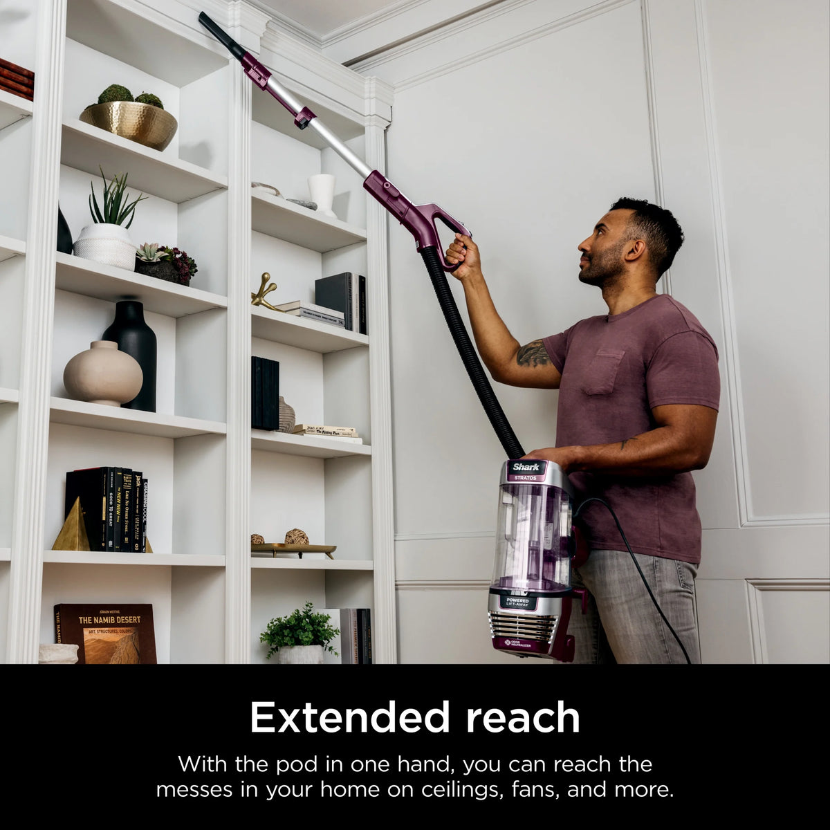Shark Upright Vacuum, Stratos, Pet Friendly, Bagless, Ultra Powerful Suction, Hard Floor and Carpet, DuoClean PowerFins HairPro, Self-Cleaning Brushroll, Odor Neutralizer Technology, AZ3000, Burgundy