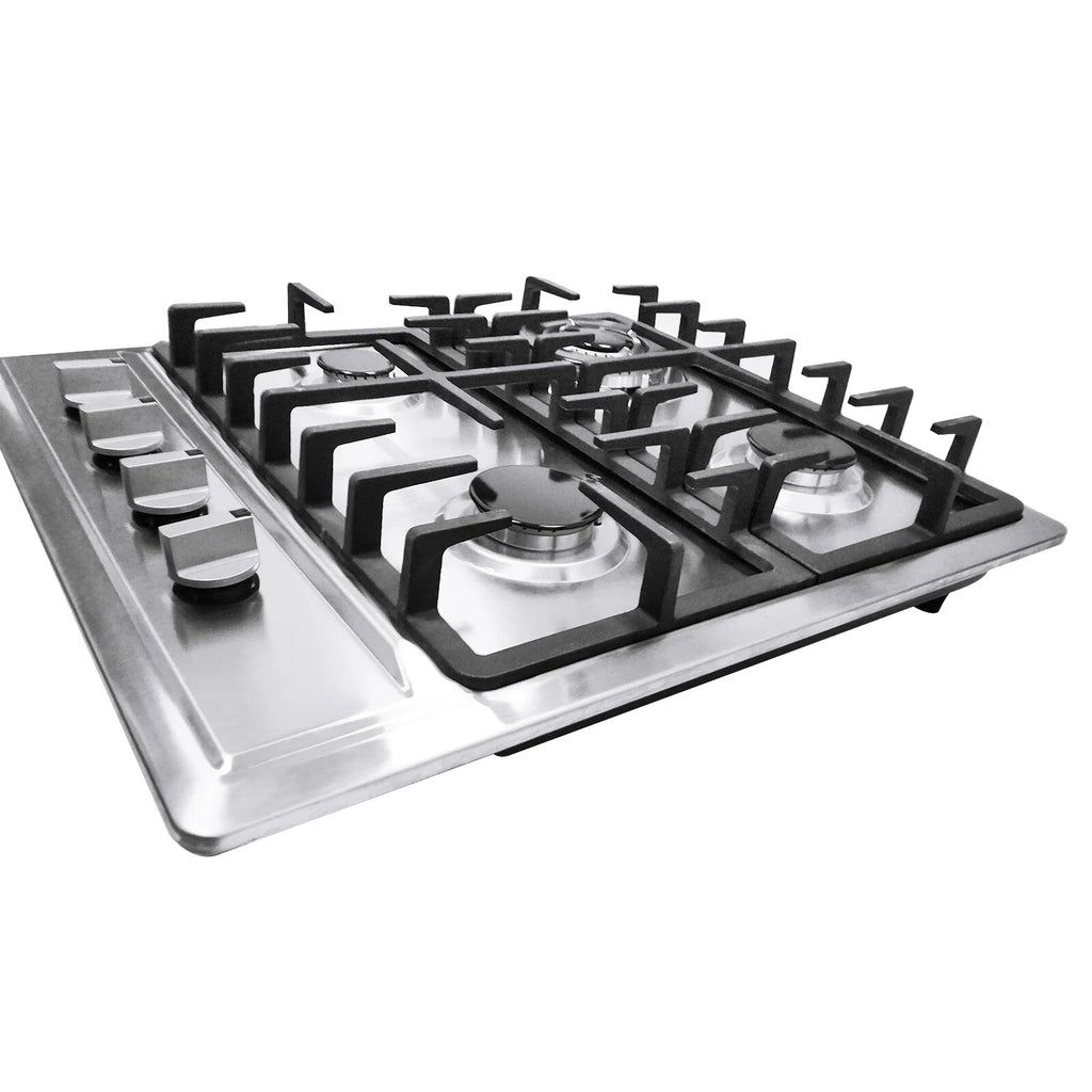 Stainless Steel 4-Burner Gas Stove, 3.0KW+1.75KW+1.0KW, Built-In Cooktop with Rotary Switch for Homes, Restaurants