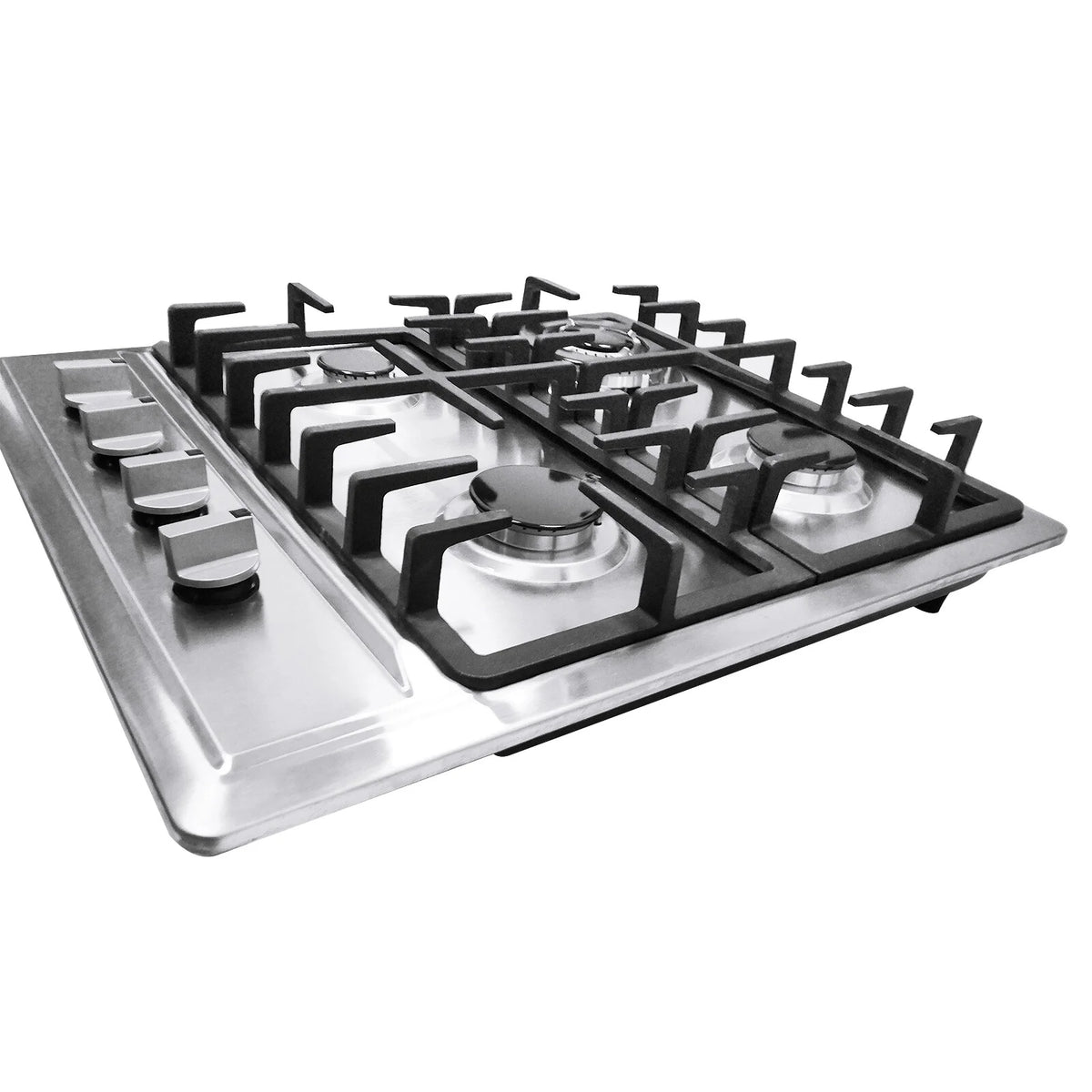Stainless Steel 4-Burner Gas Stove, 3.0KW+1.75KW+1.0KW, Built-In Cooktop with Rotary Switch for Homes, Restaurants