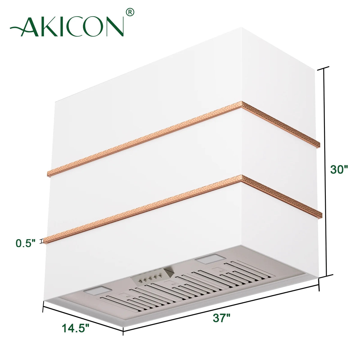 Akicon Range Hood 36 Inch, Ultra Quite Stainless Steel Kitchen Hood, Wall Mount Square Vent Hood with LED Light and Dishwasher-Safe Filters, Hood Vents for Kitchen, 3 Speeds, 600 CFM (AK-HS36HB-SWG)