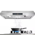 Under Cabinet Range Hood 30 inch Stainless Steel Kitchen Hood 600 CFM Stove Filter Touch Control LED Lights