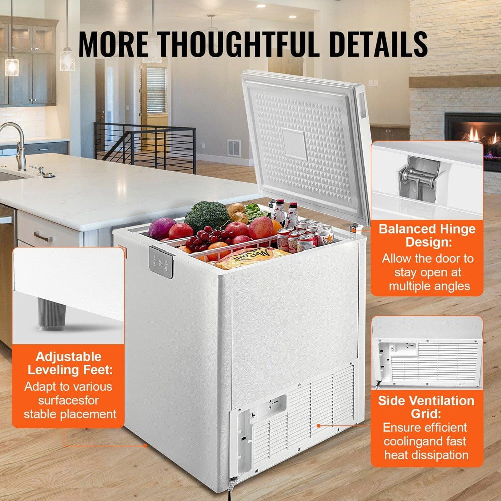 Choco Moon Large Capacity 14.5 Cu.ft Chest Freezer, 345L Storage, 4 Slide-Out Baskets, Lockable Lid, 8 Temp Control Levels, Energy-Efficient LED Lights, 6 Swivel Casters for Easy Mobility