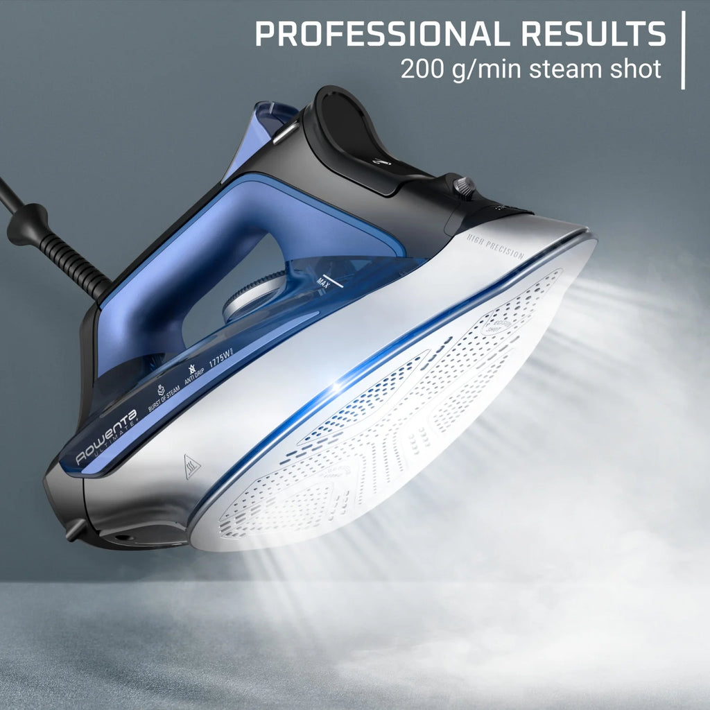 Rowenta Ultimate+ Steam Iron, Vertical Steam, Auto-Off, Black & Blue, DW8350U1