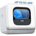 Auseo Portable Countertop Dishwasher, 6 Washing Programs with Child Lock and Air-Dry Function, Suitable for Home/Kitchen