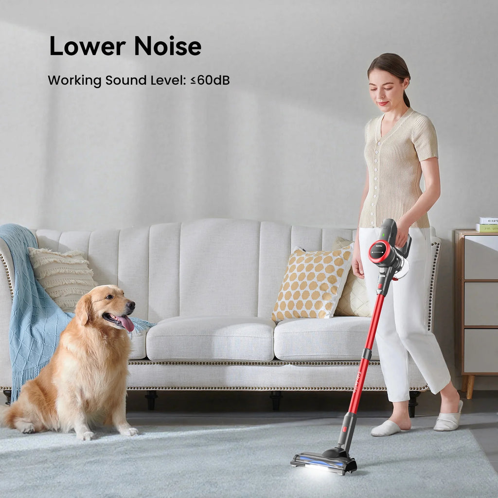 Lazyswan Cordless Vacuum Cleaner 35KPA Self-Standing Stick Vacuum 50min 400W Vac for Home Pet Hair Car Carpet Hardwood Floor, Black