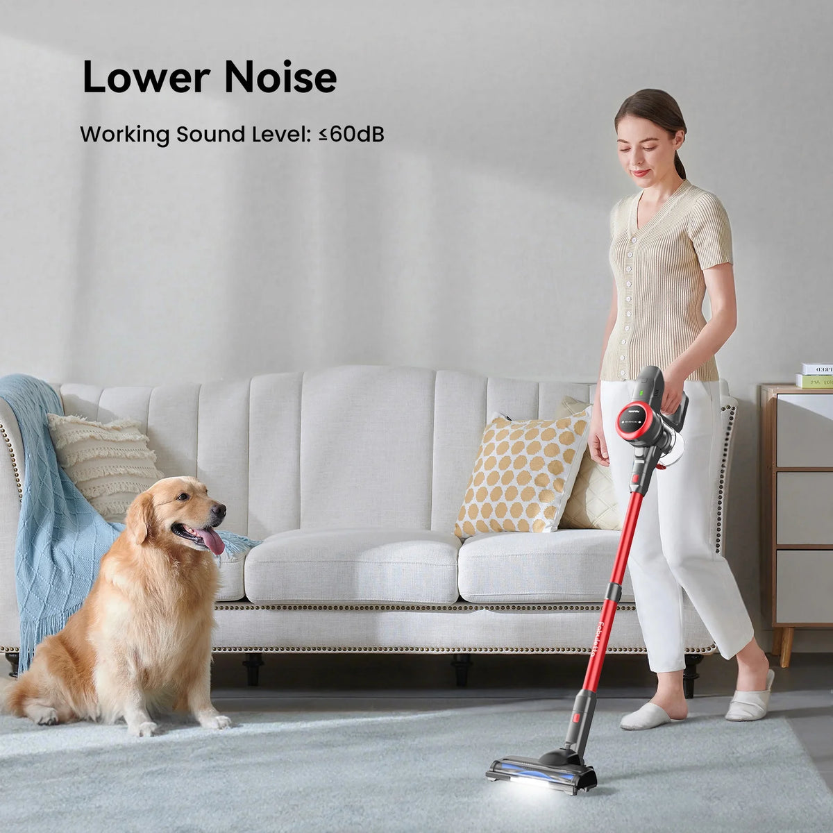 Lazyswan Cordless Vacuum Cleaner 35KPA Self-Standing Stick Vacuum 50min 400W Vac for Home Pet Hair Car Carpet Hardwood Floor, Black