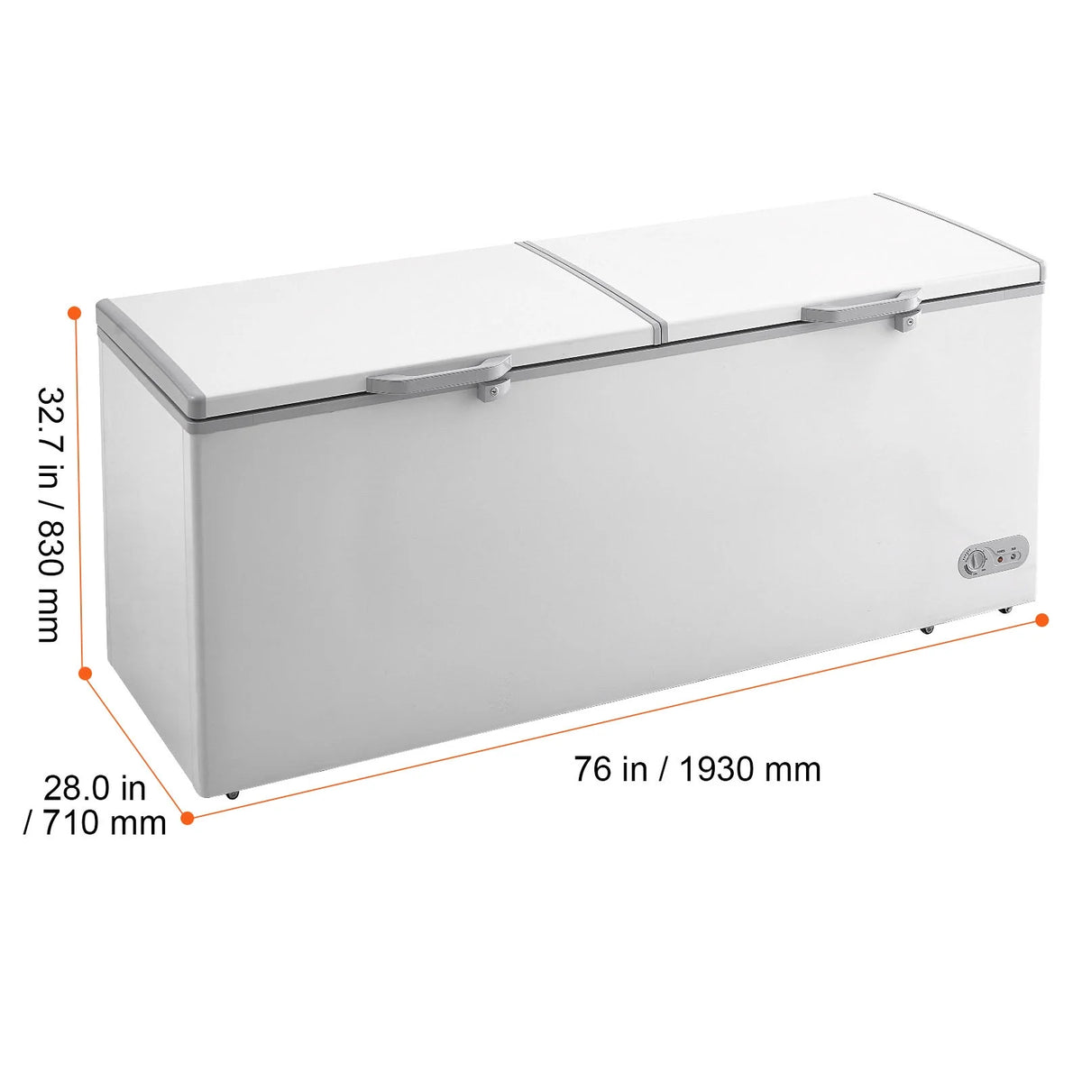 KFFKFF 19.8 Cu.ft / 561 L Small Top-Open Chest Freezer 4 Detachable Baskets, 7-Speed?Temperature Control Removable Storage Basket, Freestanding 6 Wheels