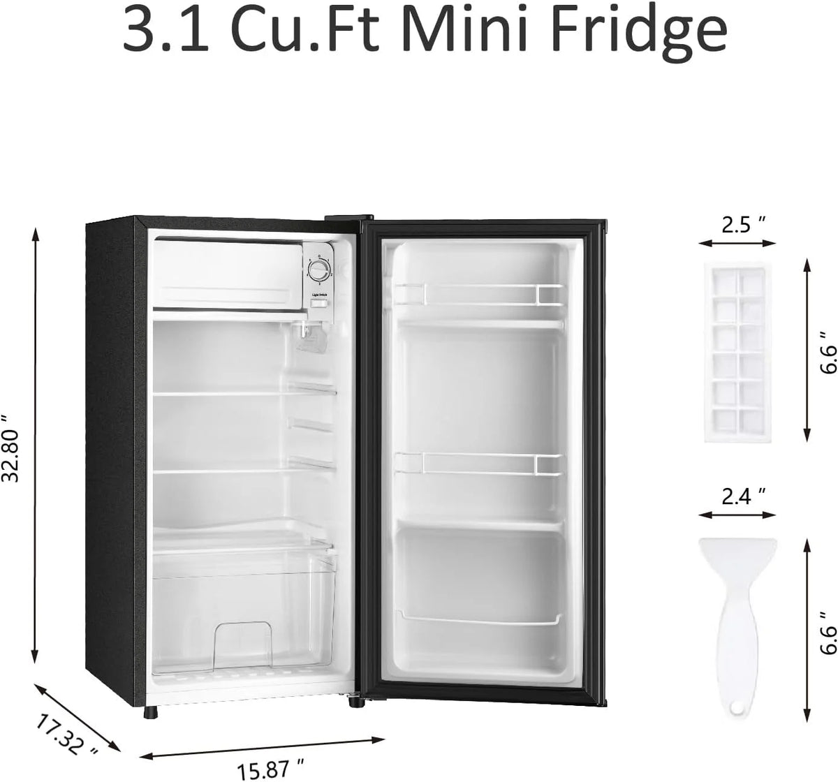 Kcpolre 3.1 Cu.Ft Mini Fridge with Freezer, Adjustable Thermostat, Removable Glass Shelves & Fruit Basket for Dorm Room, Office, Bedroom, Pink