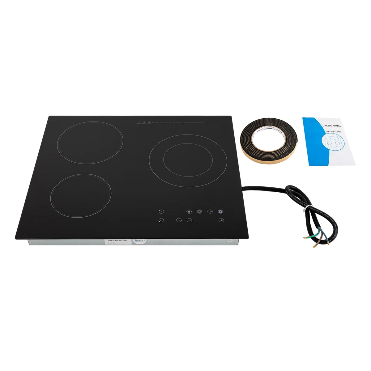 Electric Ceramic Cooktop, 24inch 3 Burners Electric Cooktop with Time Adjustable Function 9 Heating Levels Electric Stove Top