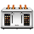Mecity 4-Slice Touchscreen Toaster, Stainless Steel, 6 Browning Settings, Reheat, Cancel, Defrost, Removable Tray