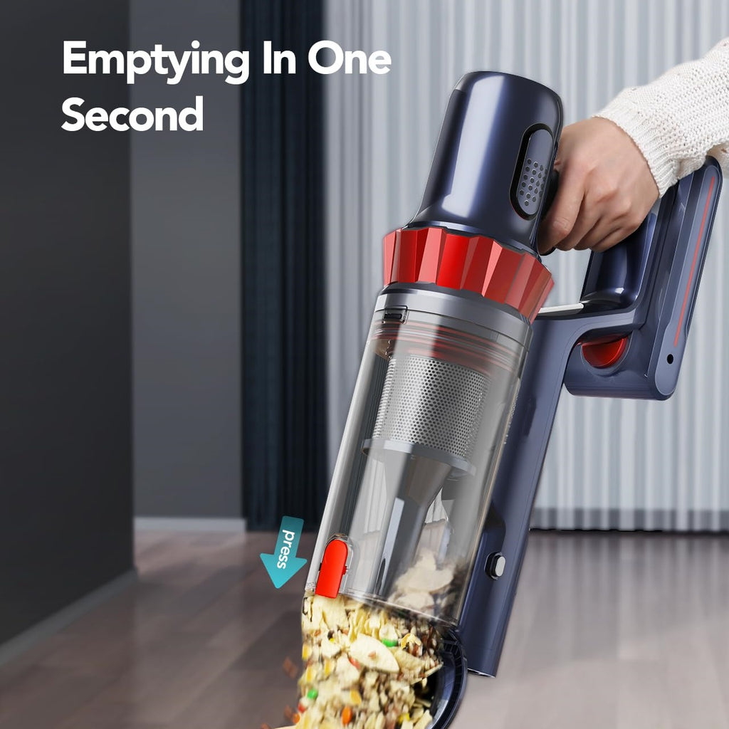 Cordless Vacuum Cleaner, 450W/38Kpa Vacuum Cleaners for Home with LED Screen, Max 60 Mins Runtime, Noise Reduction Tech, Anti-Tangle Stick Vacuum for Pet Hair Carpet and Hardfloor