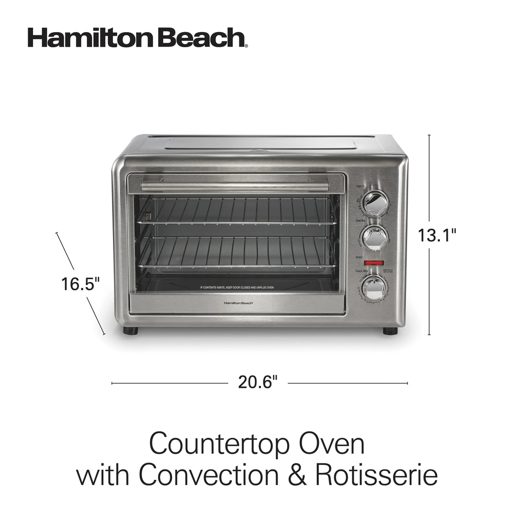 Hamilton Beach Countertop Toaster Oven with Convection & Rotisserie, Extra Large Capacity, Black