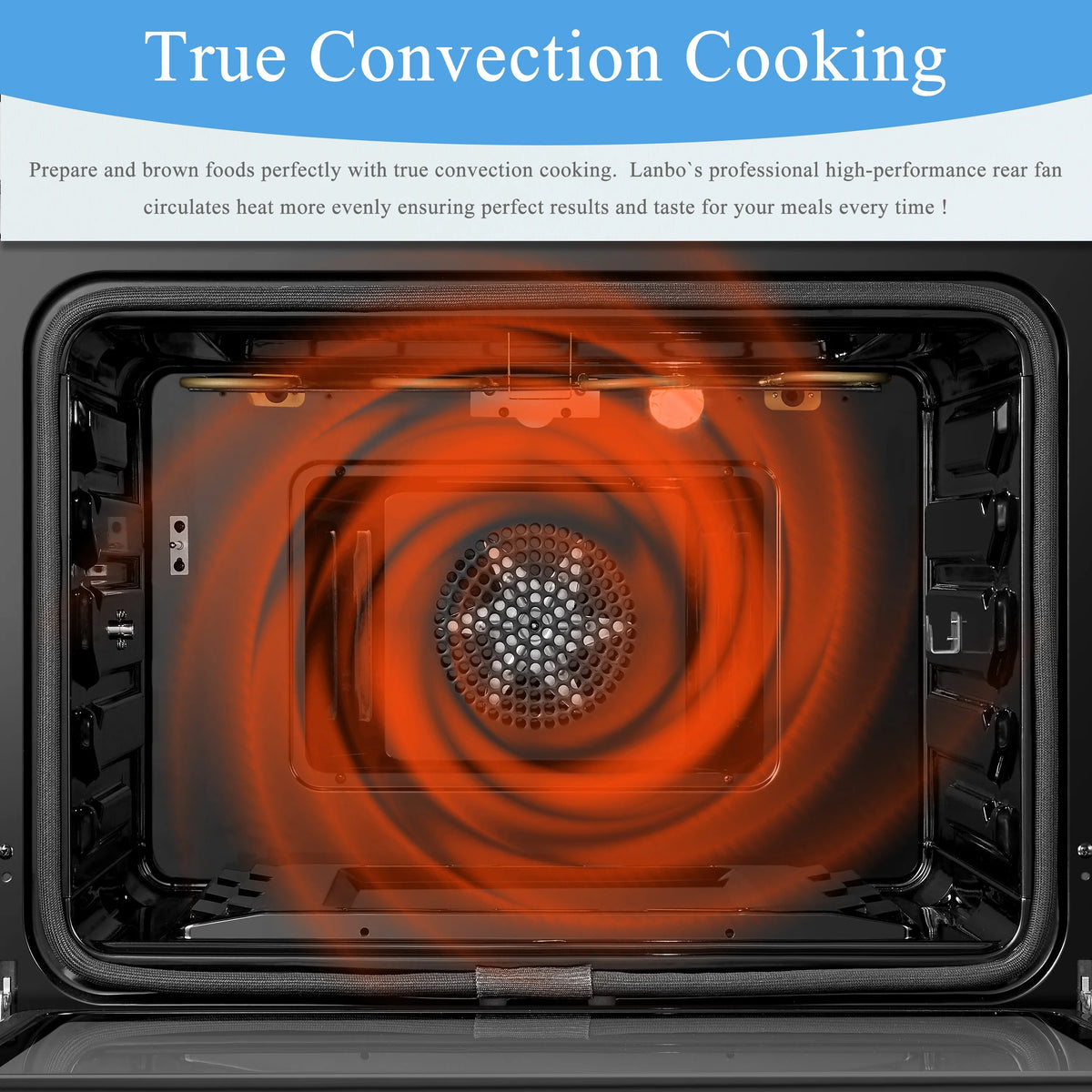 Lanbo 30 inch 5.9 CU.ft. Freestanding Electric Convection Range with Air Fry and Rotisserie, Electric cord or plug is not included
