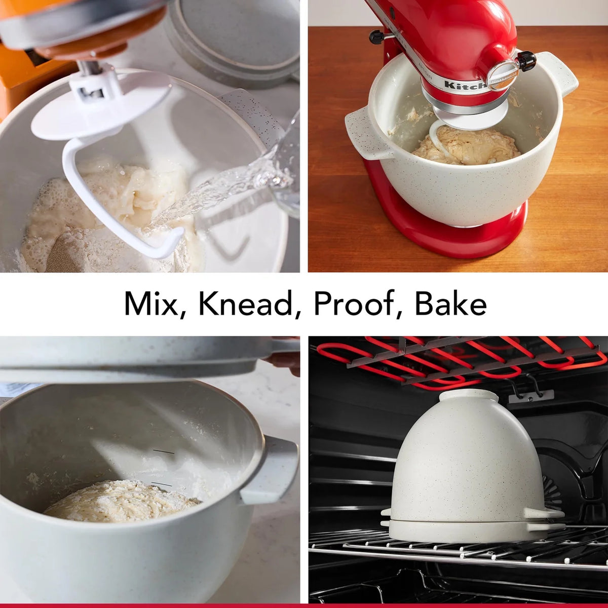 KitchenAid Bread Bowl with Baking Lid, Grey Speckle, KSM2CB5BGS