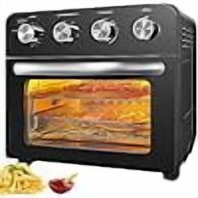 A/C 10-in-1 Air Fryer Oven, 24 Qt Convection Toaster Oven with Rotisserie & Dehydrator, 1700W Oil-Free Cooking, Includes 6 Accessories & 75 Recipes, Black