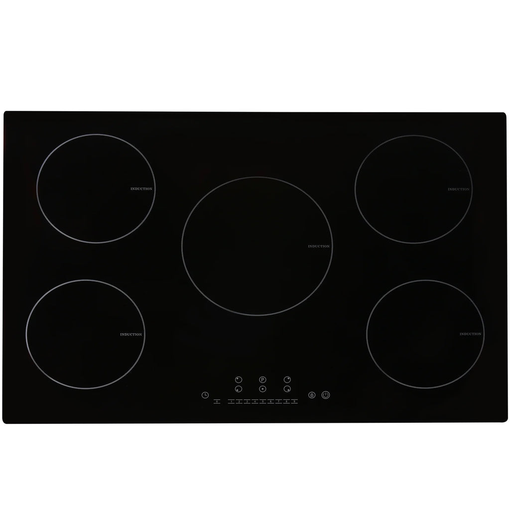 KFFKFF Electric Range, 5 Elements, 30'' Built-in Induction Cooking Surface, 9200W, 9 Power Settings, LED Display, Safety Lock & Heat Guard