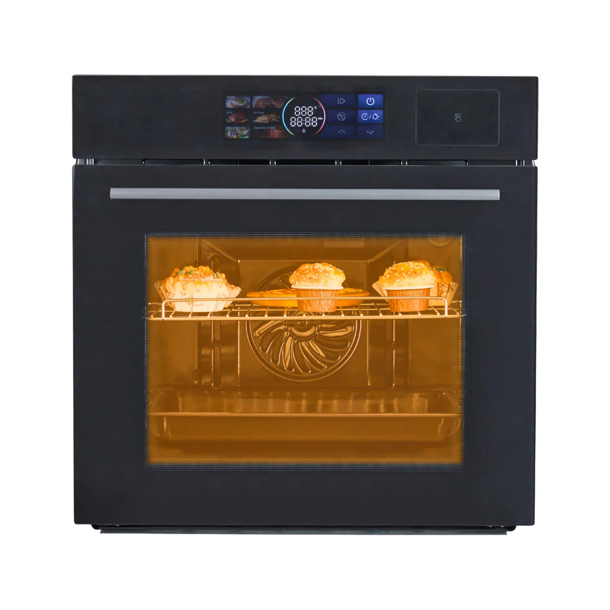 24" Built-in Electric Ovens with 70L Capacity, 3000W Single Wall Oven with View Window, Steam & Grill Oven 2 in 1, 8 Cooking Functions & 108 Automatic Recipes, 3D Surround Heating, LED Screen