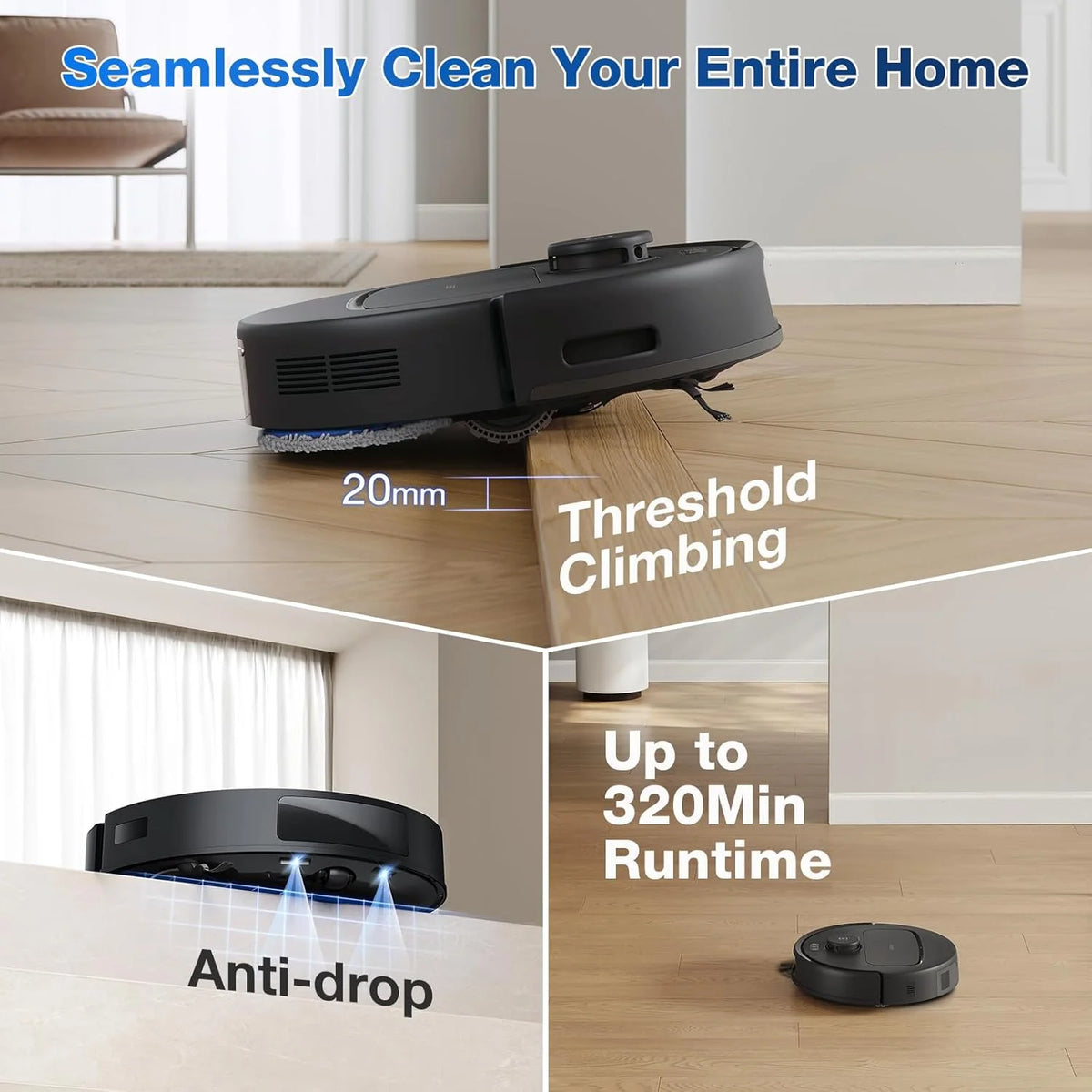 ECOVACS DEEBOT N30 Omni Robot Vacuum & Mop, 10000Pa Suction, TruEdge Mopping, ZeroTangle 2.0 Technology