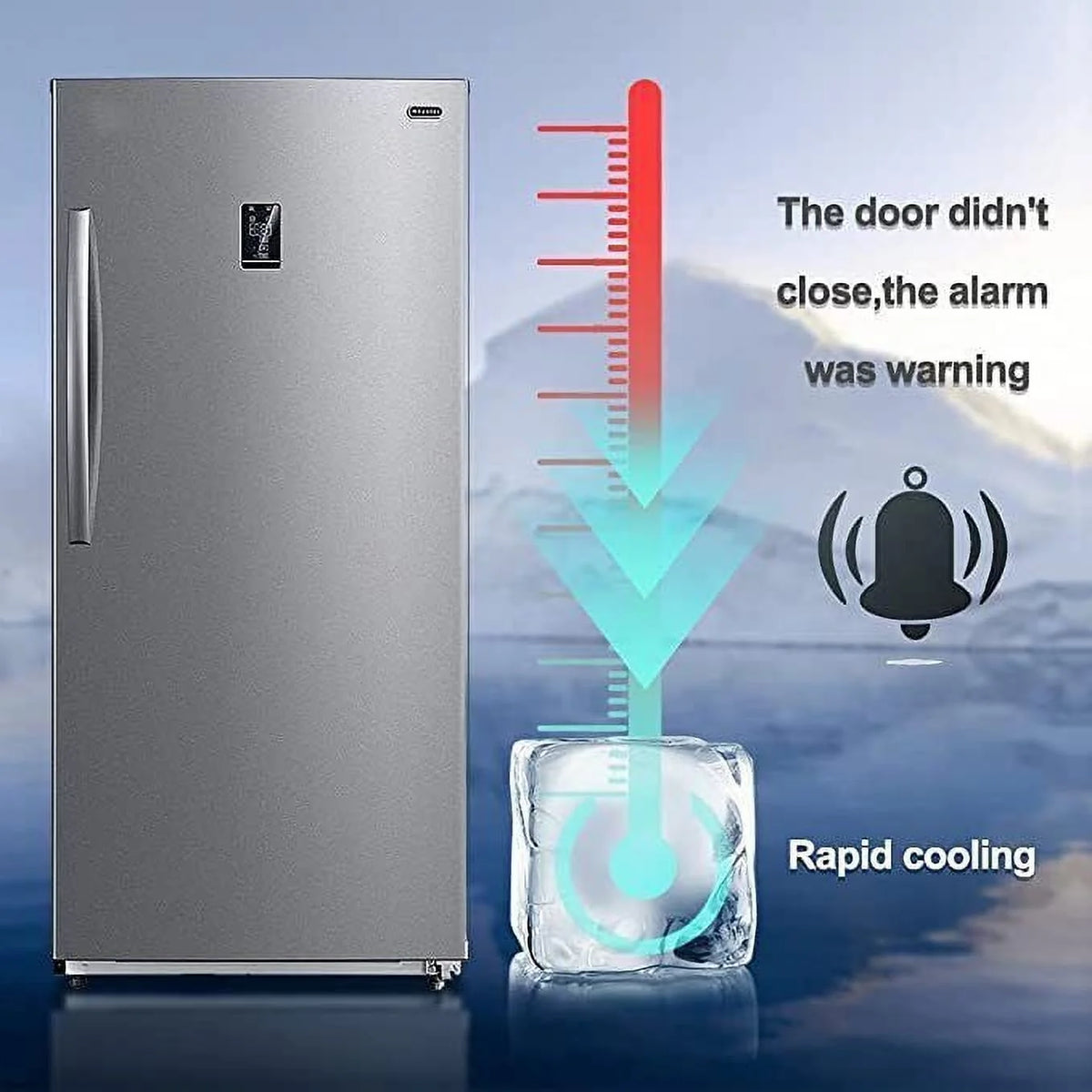 Smad 17.5 Cu ft Upright Freezer Large Capacity Fridge Refrigerator Frost Free Home Stainless Steel