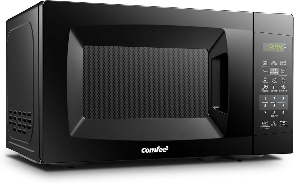 Countertop Microwave with Sound On/Off, Eco Mode, and Convenient One-Touch Button, 0.7 Cubic Foot, White