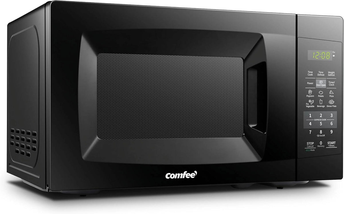 Countertop Microwave with Sound On/Off, Eco Mode, and Convenient One-Touch Button, 0.7 Cubic Foot, White