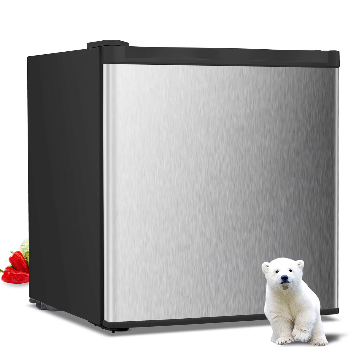 1.7 Cu ft Compact Single Door Refrigerator - Energy Efficient, Reversible Door, Perfect for Home, Office, or Dorm, Black