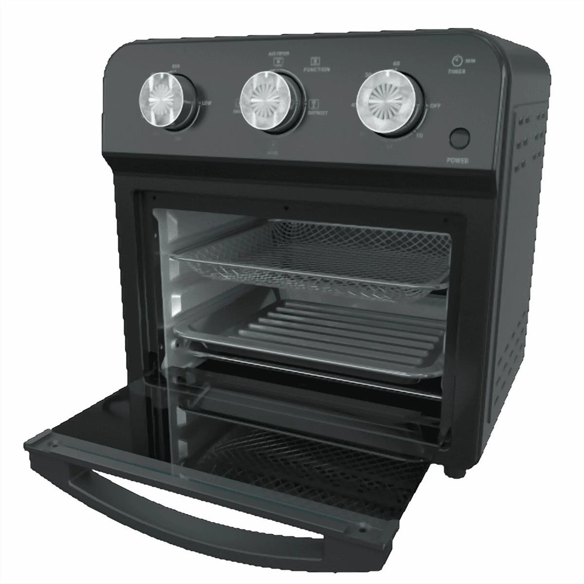 12.5 Quart Air Fryer Convection Toaster Oven, 1500W, 4 Cooking Modes, 7-in-1 Multifunction with Roast, Bake, Grill, Broil, Toast, Dehydrate, Defrost, Stainless Steel, Black
