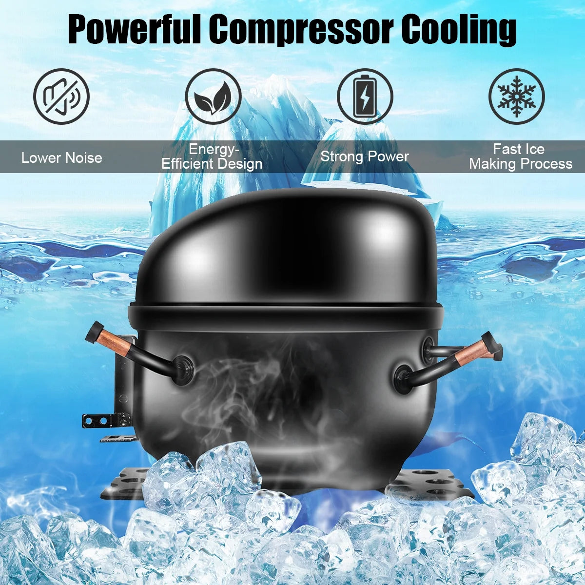 Costway Stainless Steel Ice Maker Machine Countertop 48Lbs/24H Self-Clean with LCD Display