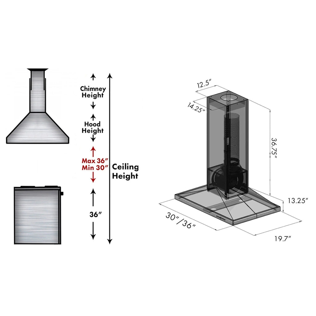 ZLINE 30 in. Wooden Island Mount Range Hood in White - Includes 760 CFM Motor