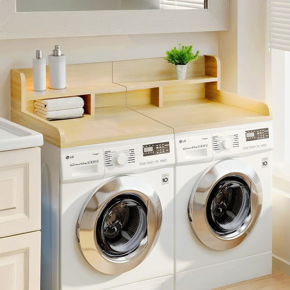 Washer Dryer Countertop with Non-slip Pads,Depth Double Layer Organizer for Washer and Dryer Laundry Hamper Counter Storage,Gray�� Matte