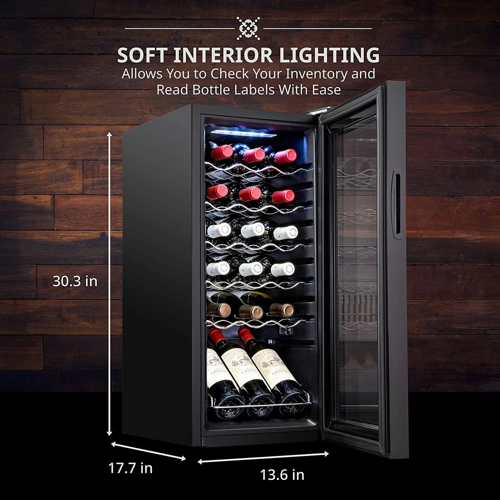 Ivation 18-Bottle Glass Door Compressor Refrigerator, Black