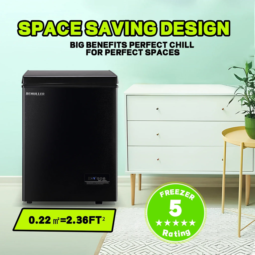 DEMULLER 4.0 Cu.ft Deep Chest Freezer Mini Freezers Top Open Door Rmovable Storage Baskets New Black